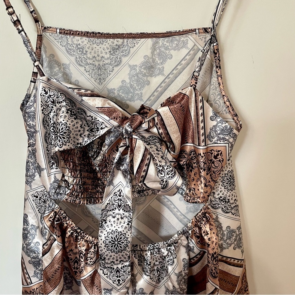 Ricki's Y2K Style Square Neck Satin Bandana Print Dress Size Small - Picture 8 of 12